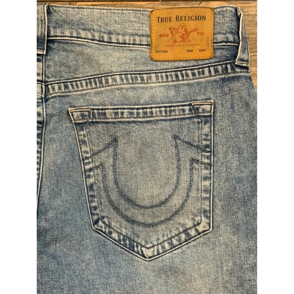 True‎ Religion Ricky Relaxed Straight Distressed Jeans Size 40x28.5 Western Logo